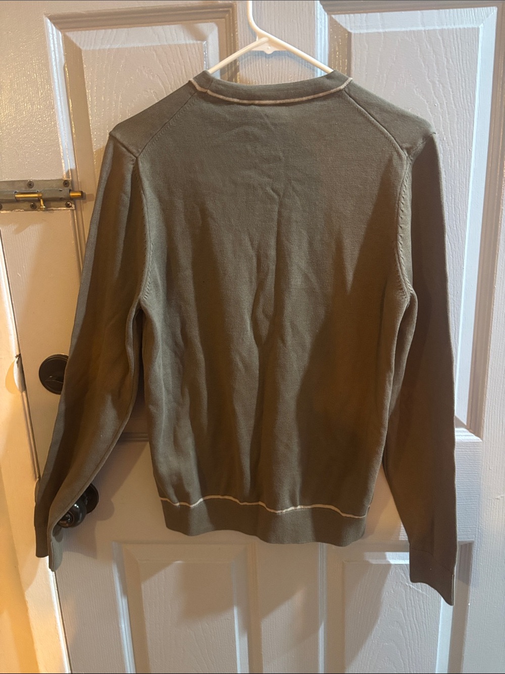 HUGO Olive Green Crewneck Sweater with Contrast Piping - Picture 2 of 2